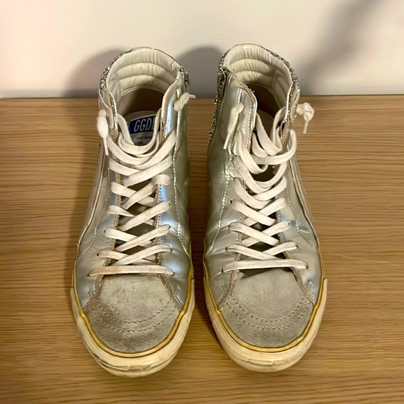 Golden Goose Women's Slide Glitter High Top Sneakers Size 41 - Picture 3 of 8